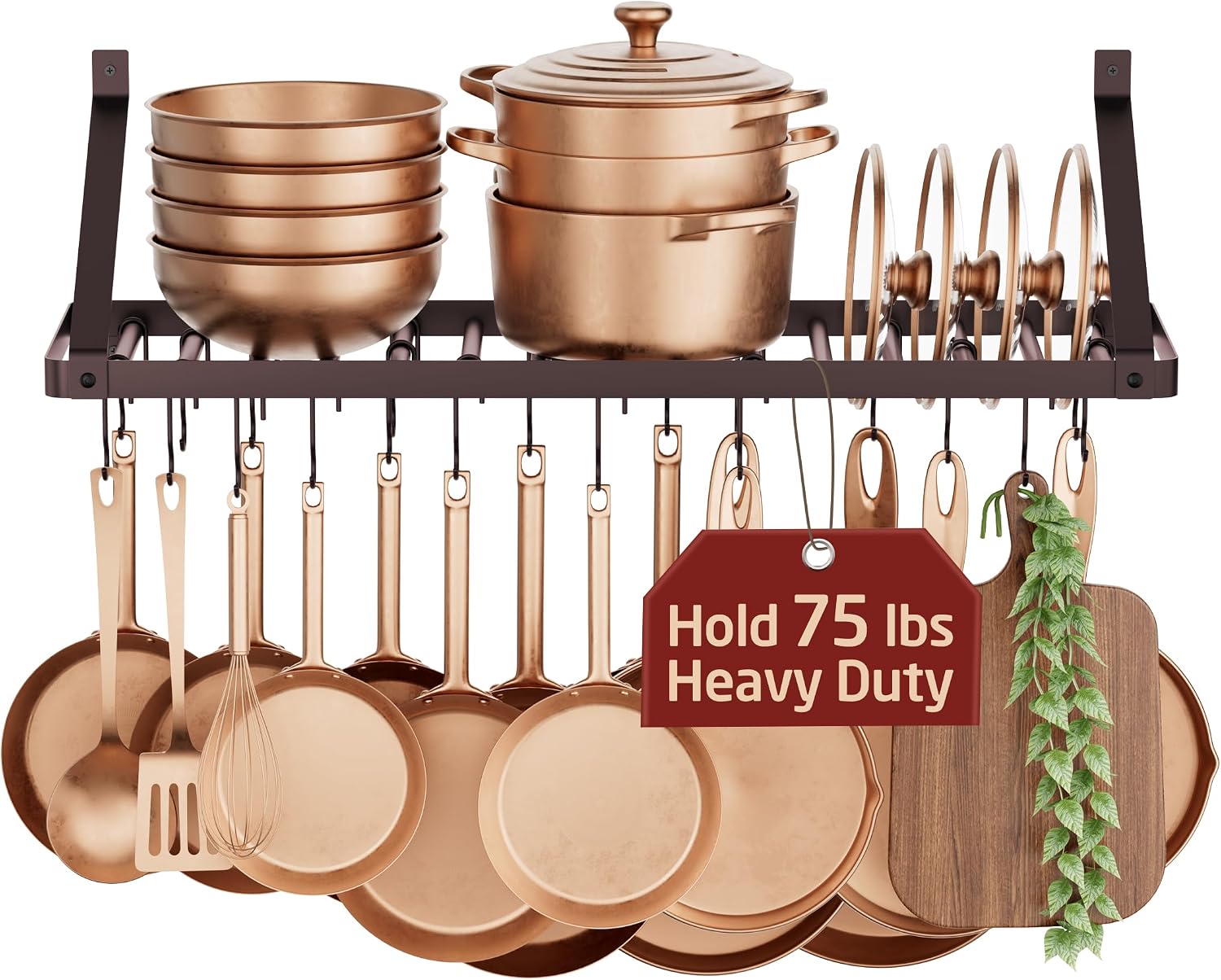 Oil‑Bronze Wall‑Mounted Kitchen Pot Rack