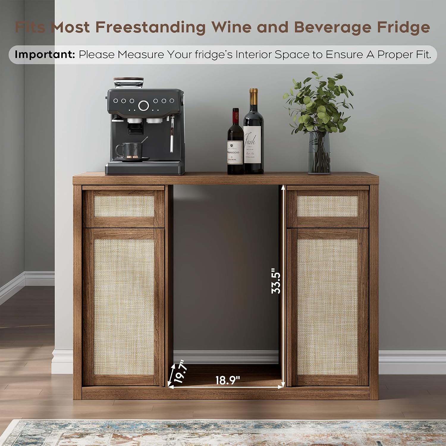 Wine Coffee Bar Cabinet Fridge‑Storage Sideboard