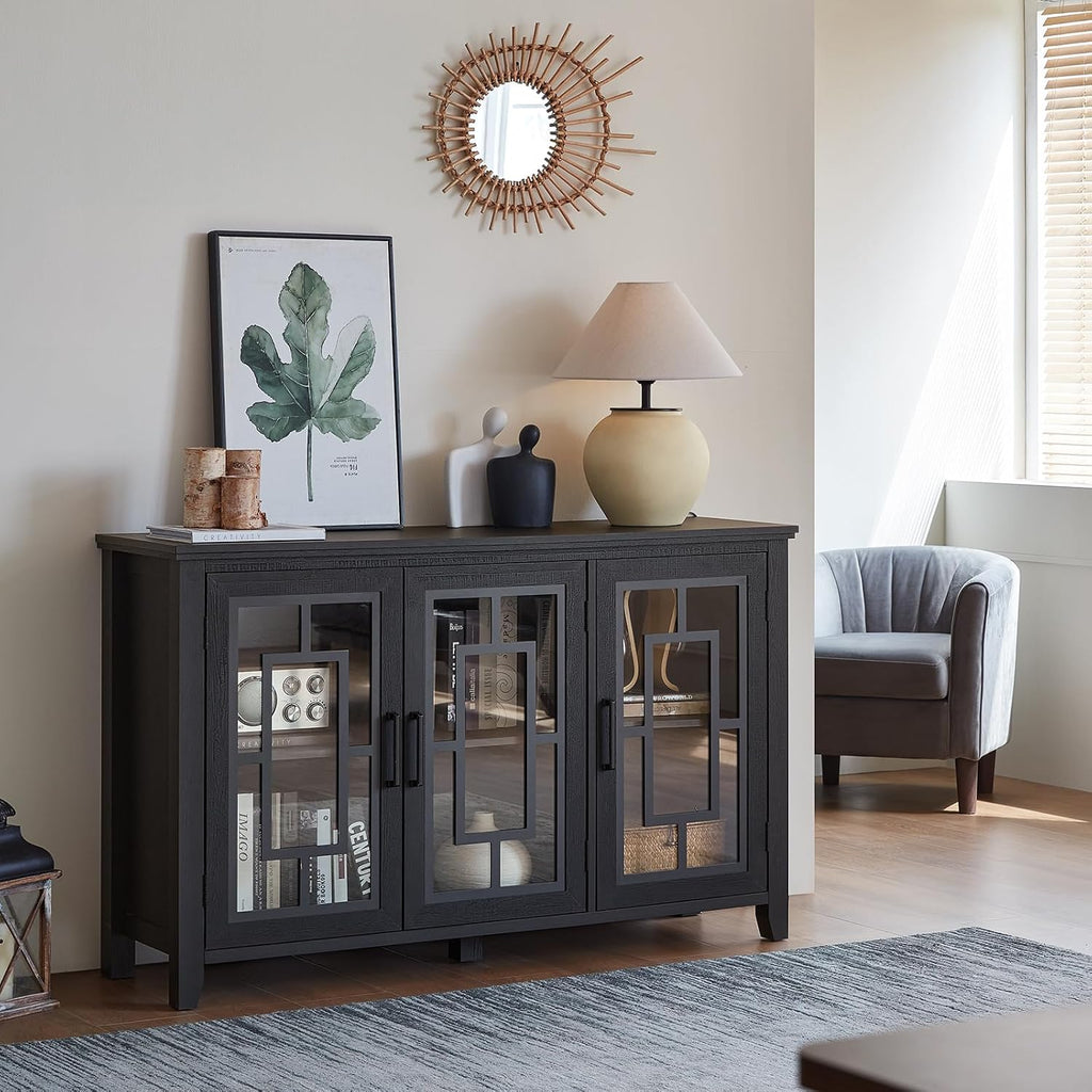 Black Farmhouse Large Sideboard Storage Cabinet