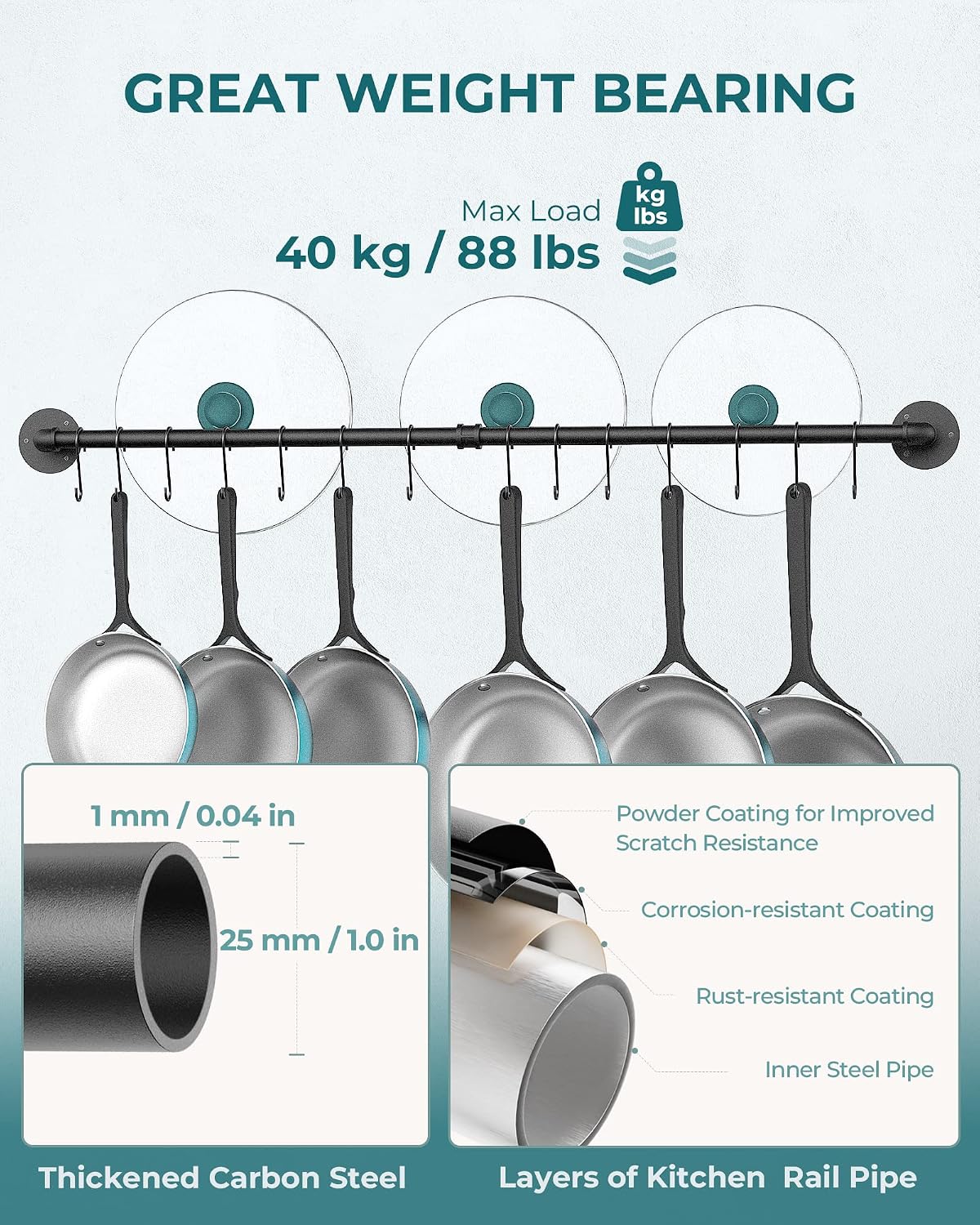 Wall‑Mounted Iron Hanging Pot Rack Organizer