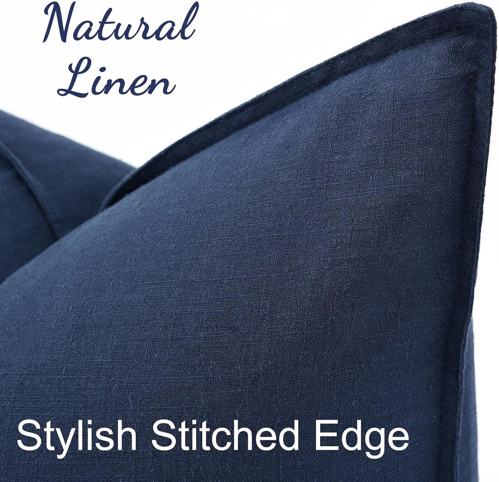 Navy Linen Fall Throw Pillow Covers Set