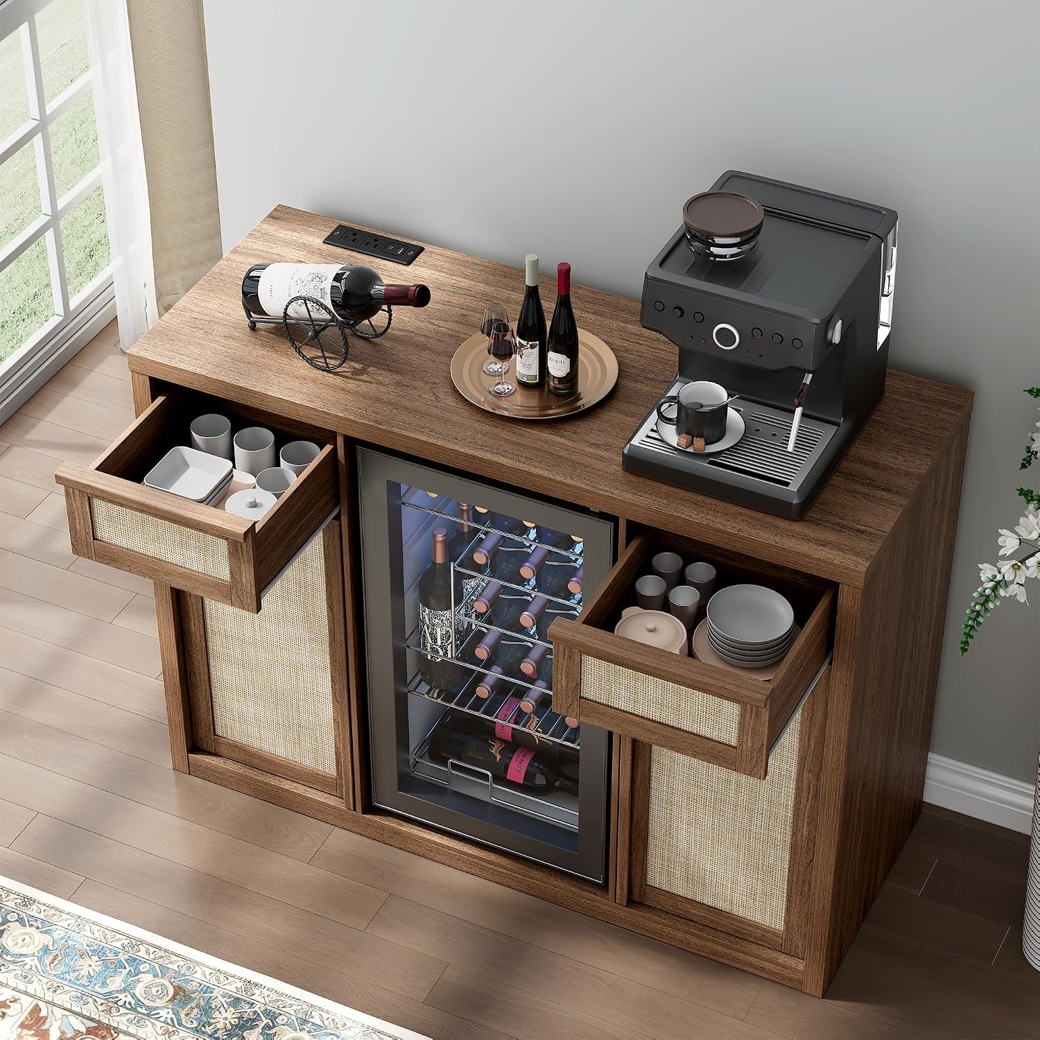 Wine Coffee Bar Cabinet Fridge‑Storage Sideboard