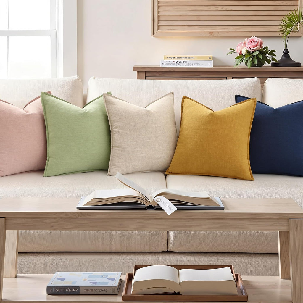 Navy Linen Fall Throw Pillow Covers Set