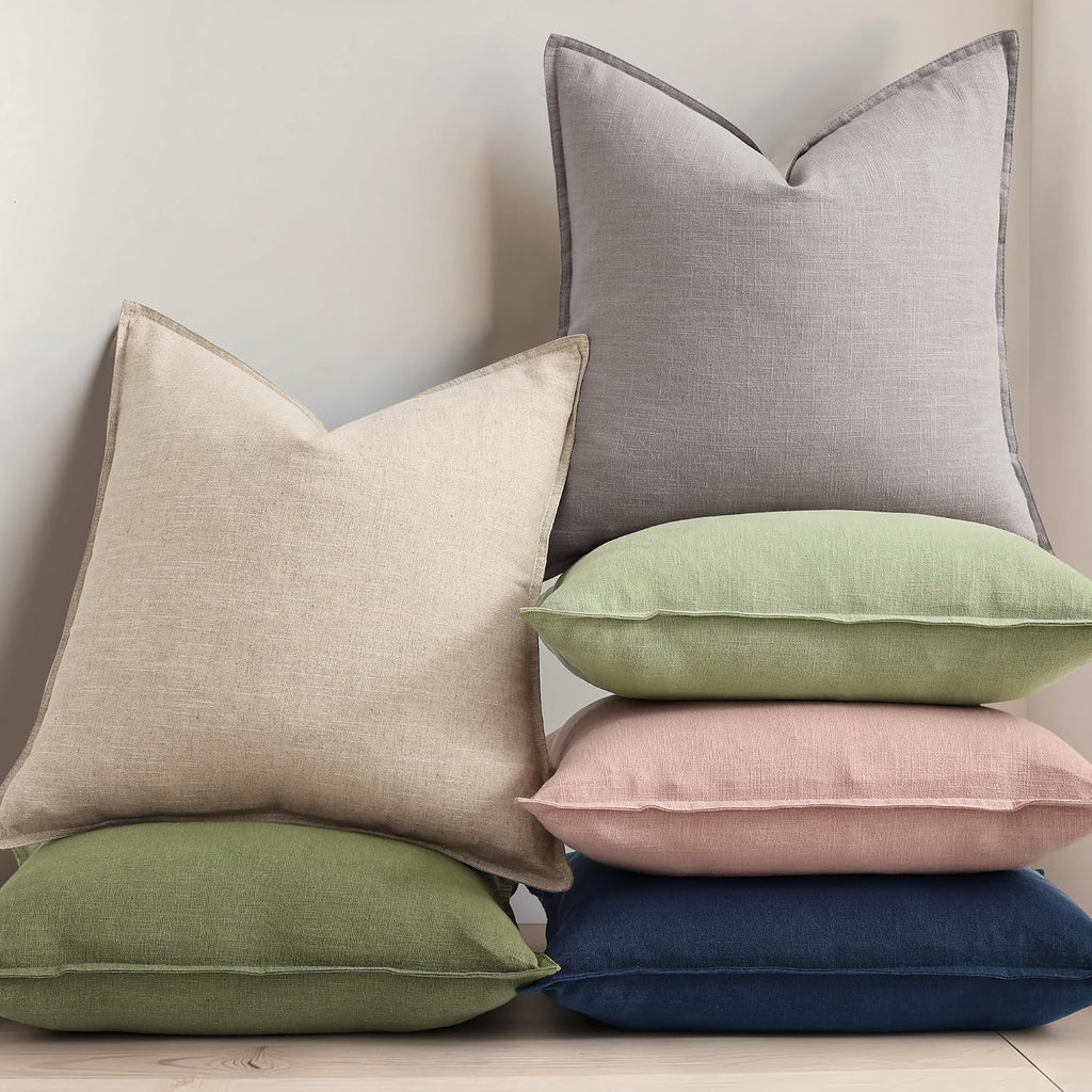 Navy Linen Fall Throw Pillow Covers Set