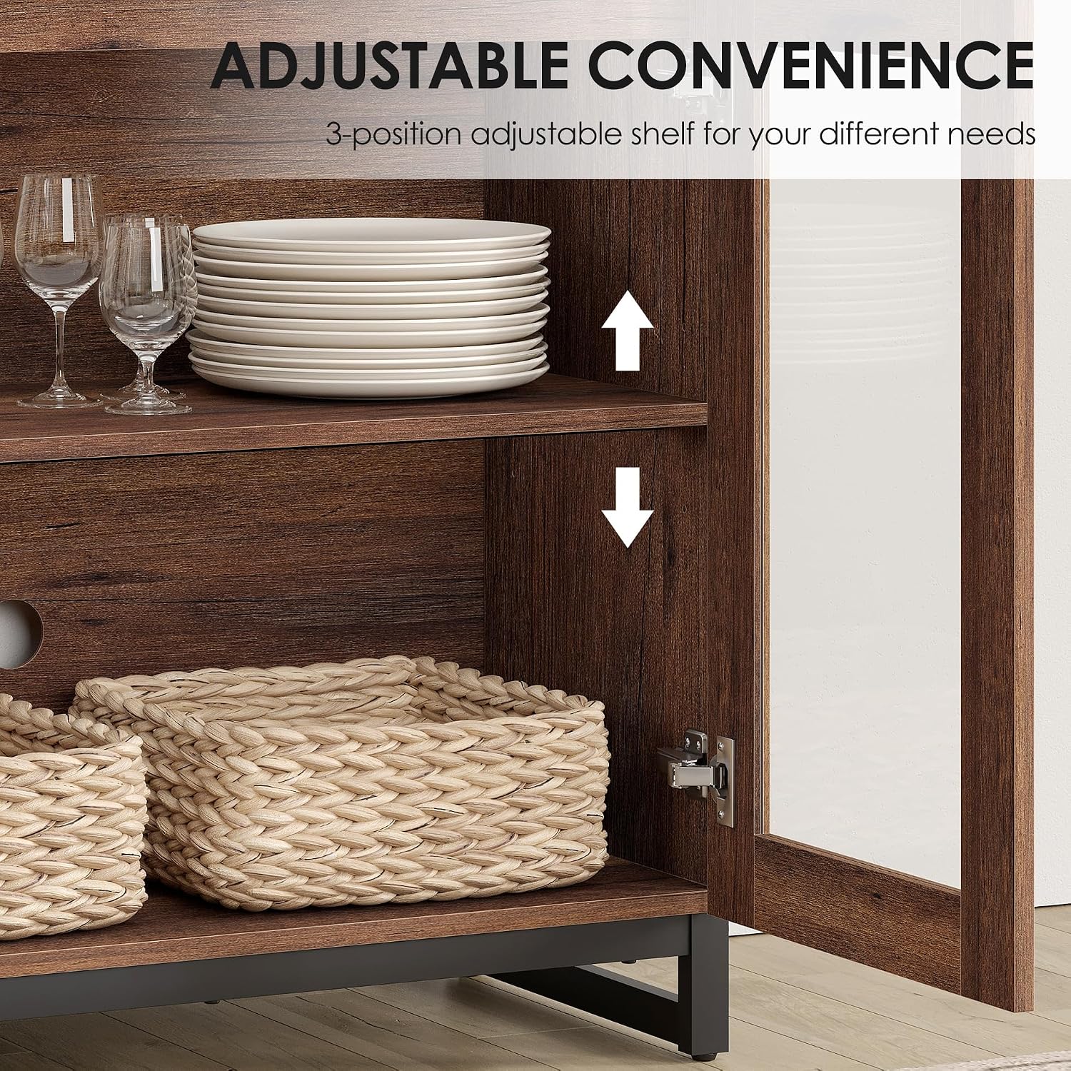Brown Modern Wood Sideboard Storage Cabinet