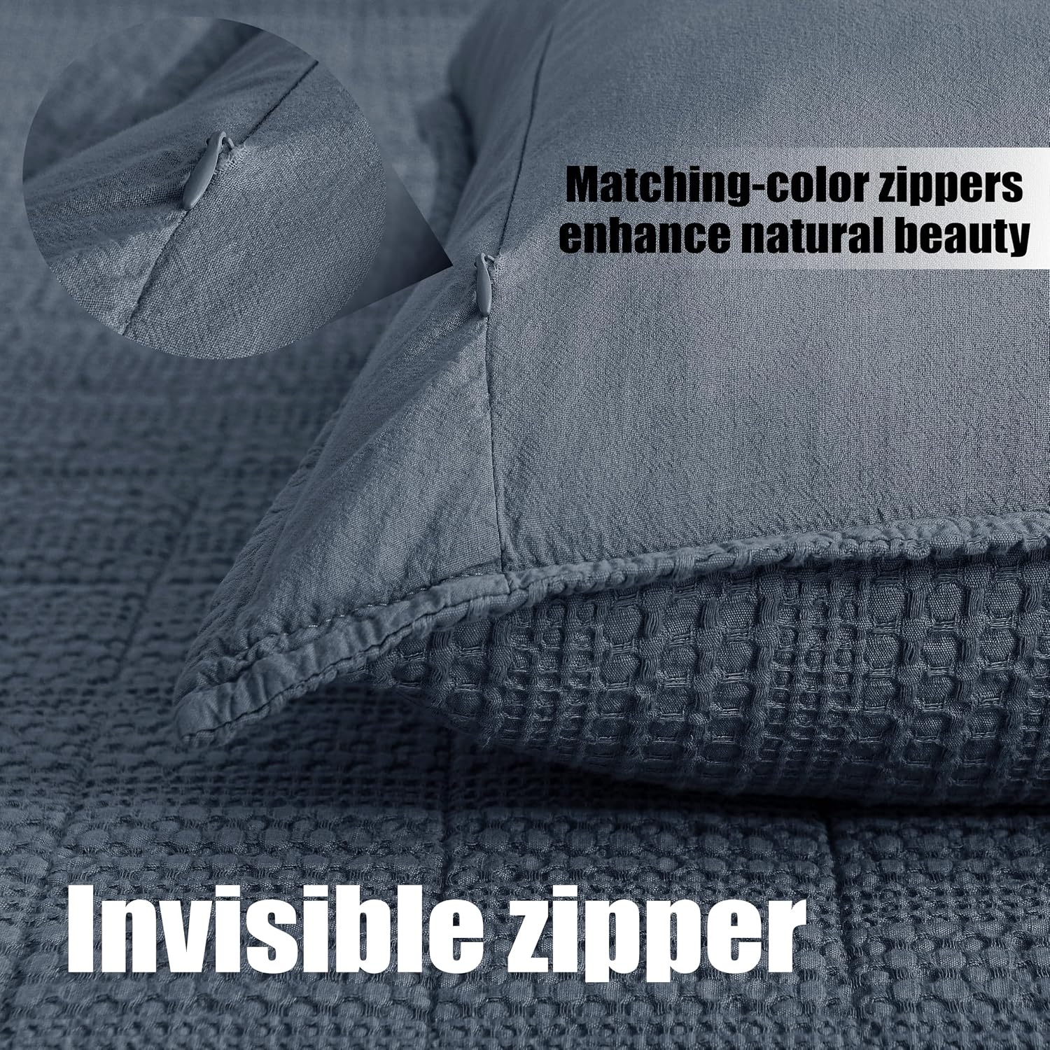 Blue‑Grey Cotton Decor Pillow Covers Set